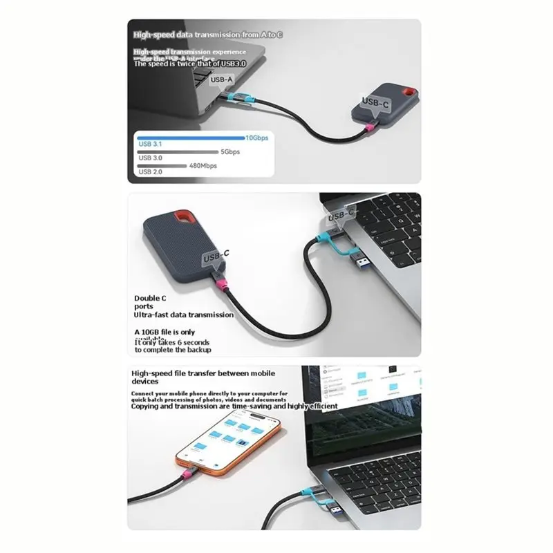Hot Selling-C To C Cable 2 In 1 Full-Function Charging Cable PD240W Fast Charging 4K 60Hz Screen 20Gbps For PC Laptop,C To C