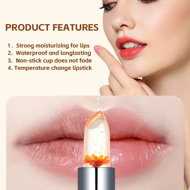 플라워 젤리 립밤 세트 온도 변화 모이스춰 라이징 프로스트 플라워 립밤 오랫동안 지속되는 영양 립밤 매직 컬러 찬