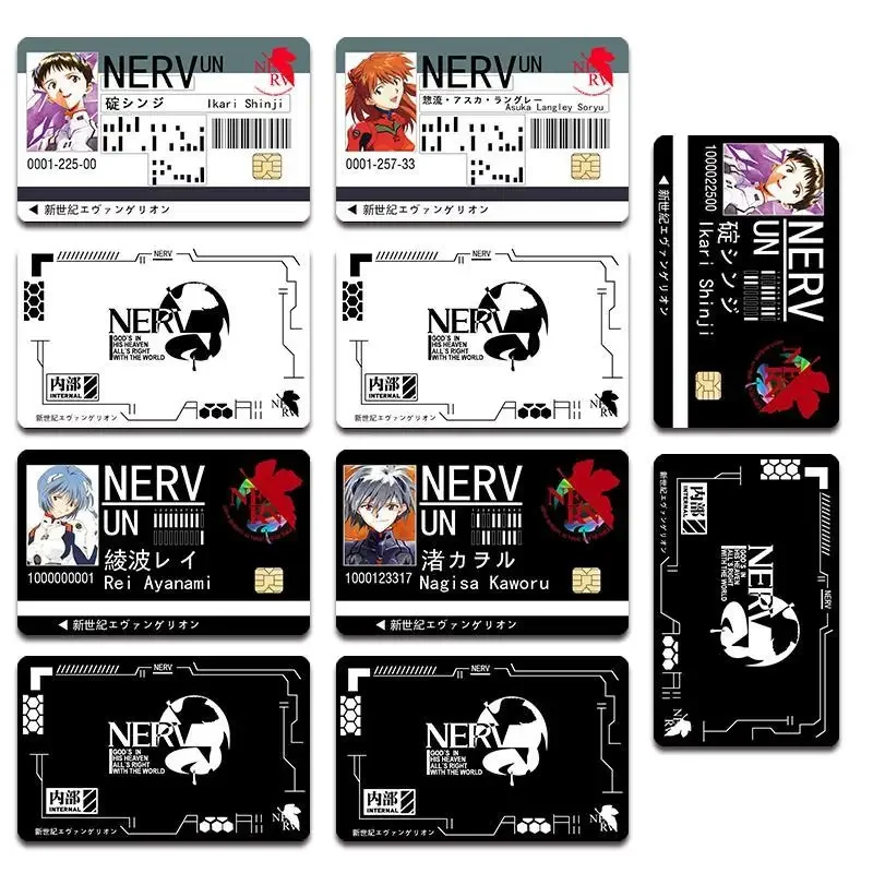 10pcs Evangelion Anime Credit Card Skin Sticker for Credit Card Debit Card Ayanami Rei Akane Waterproof Stickers Big Small Chip