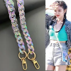 Fishsheep diy iridescente acrílico chunky chain strap para sacos de bolsa resina corrente colorida para colar jóias acessórios