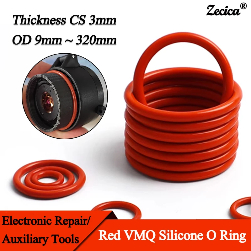 

10/50Pcs Red VMQ O Ring CS 3.0mm OD 9mm ~ 320mmFood Grade Silicone Rubber Insulation Sealing Waterproof Washer Cooker Gaskets