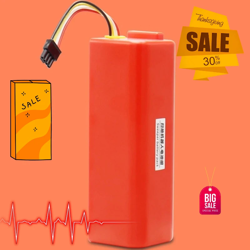 14.4V Suitable for Xiaomi Robotic Vacuum Cleaner Battery Robot 6000mAh 1S2 Generation Long Endurance Rechargeable Battery