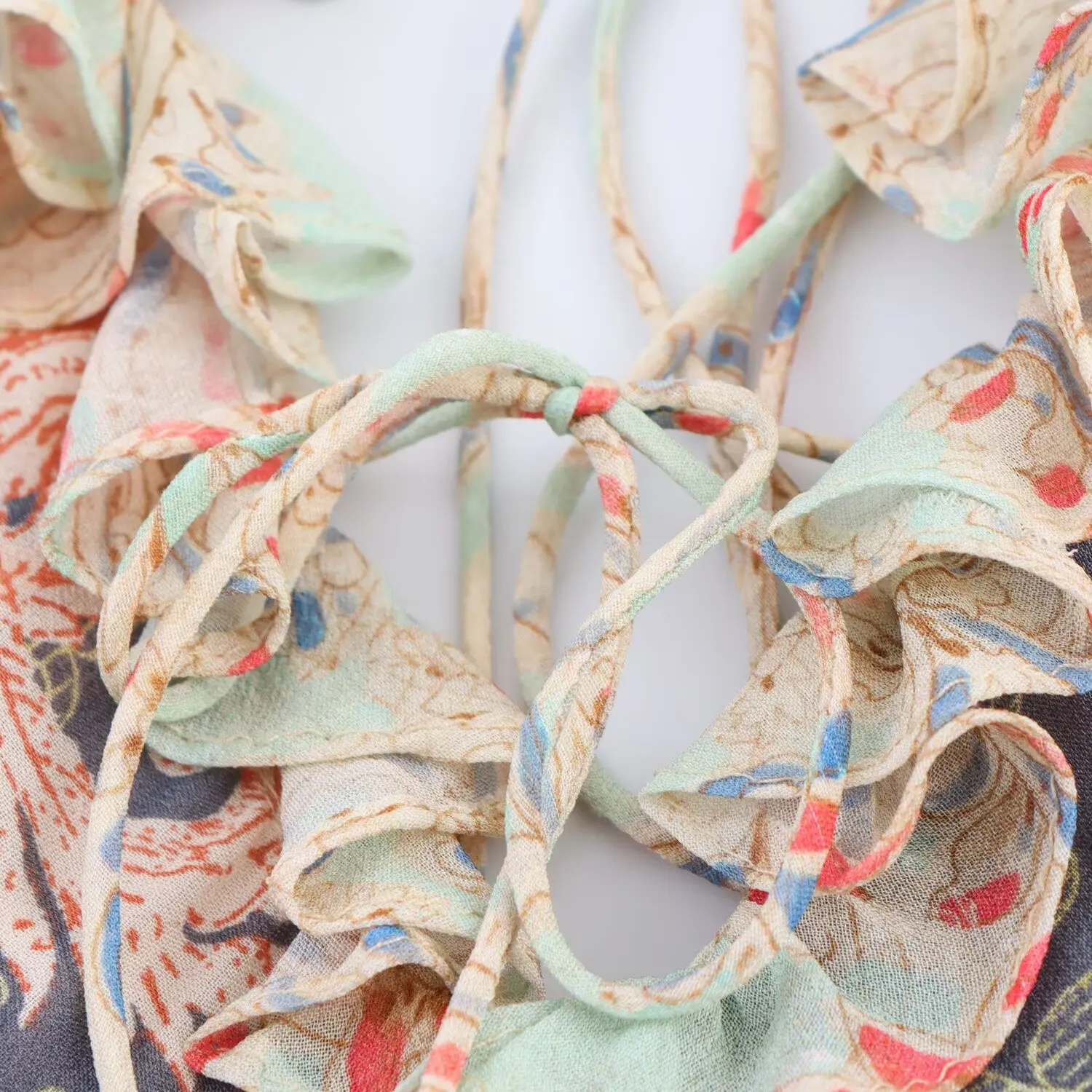 Vestido feminino floral sem mangas com decote em V em camadas – vestido de verão estilo lingerie