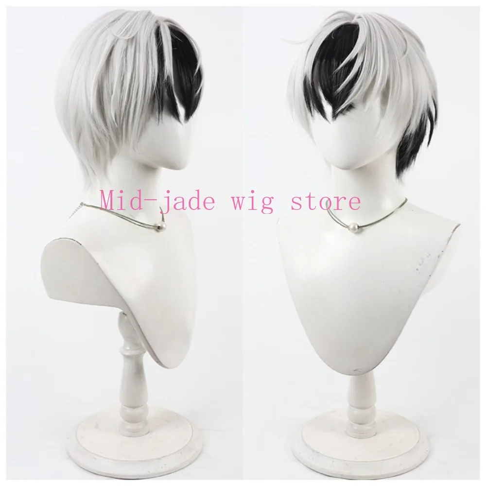 Kurikara Gou Cosplay Wig Silver White Highlight Hair for Christmas Samurai Festival and Character Photo Shoot