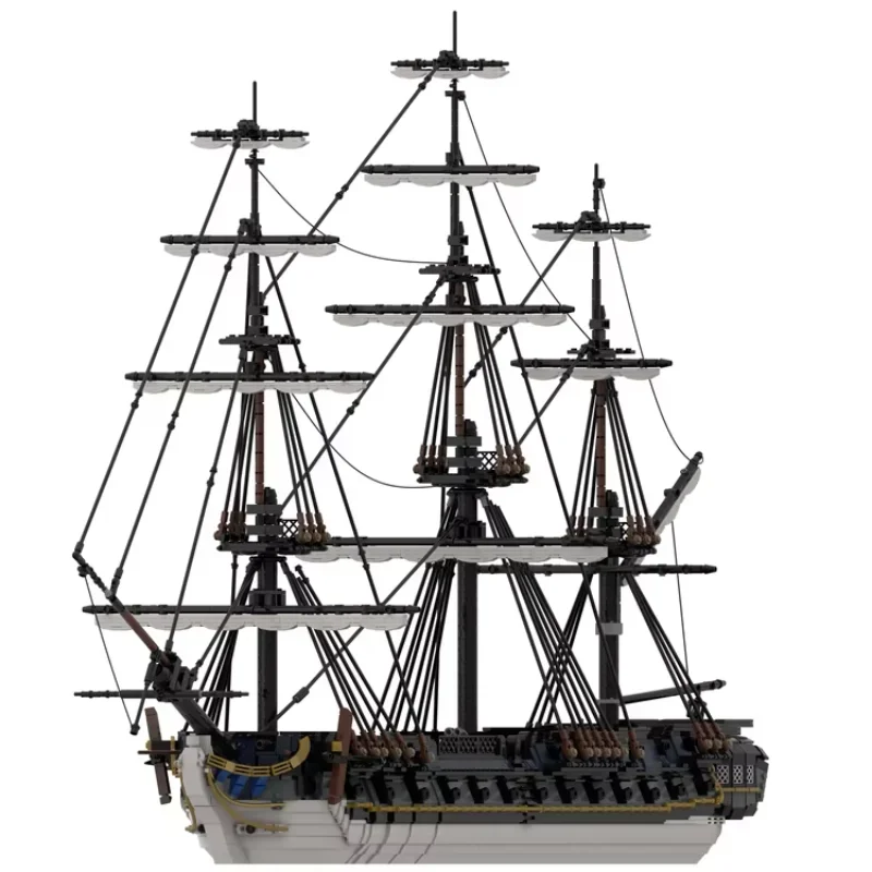 Zestaw klocków MOC frigata francuskiej Marine Nationale, model okrętu wojennego, pełny zestaw klocków do budowy okrętu, zabawka francuska.