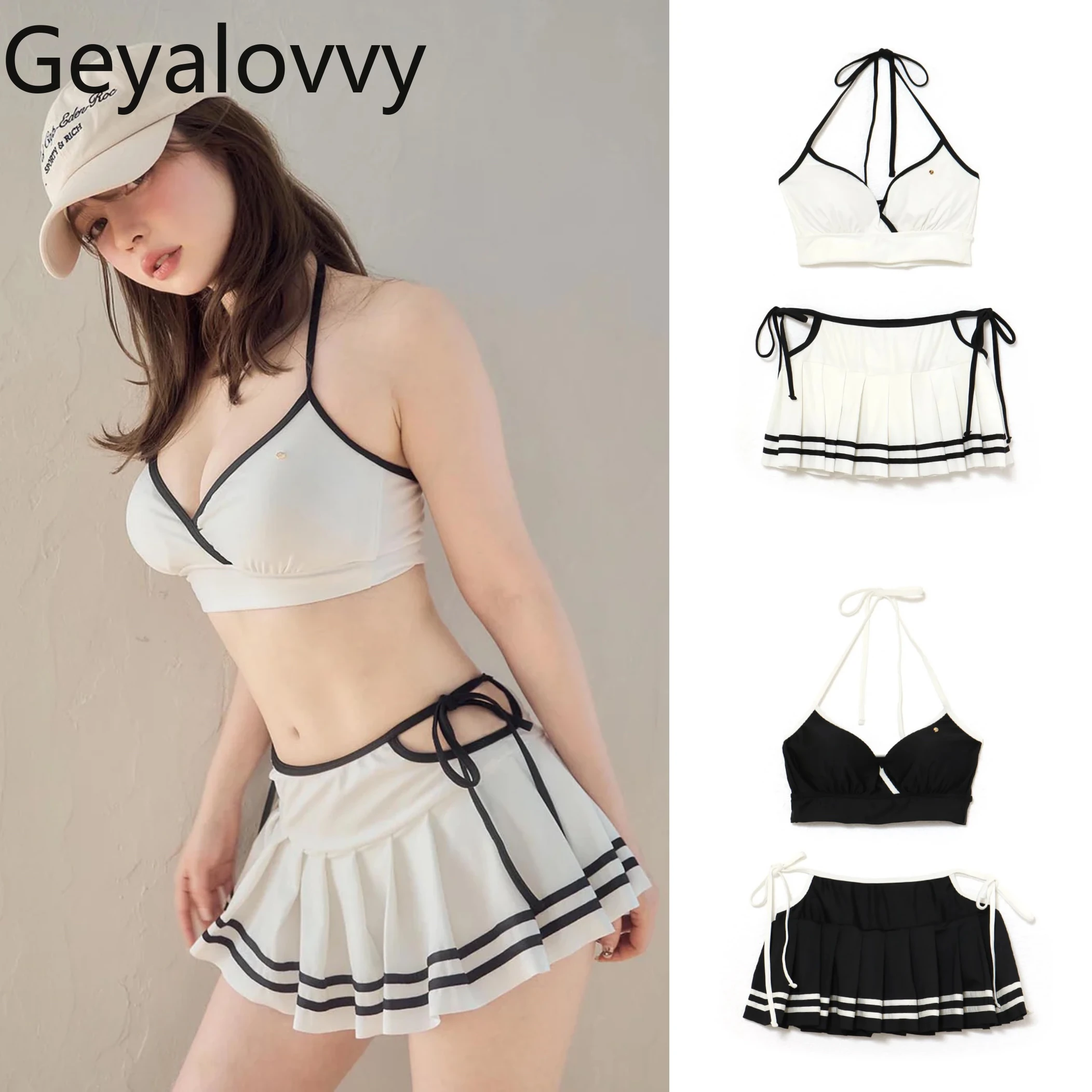 

Summer Swimsuit Sweet and Cute Women's Bikini Sexy Split Seaside Vacation Swimwears for Lady Japanese Style Bikinis Set