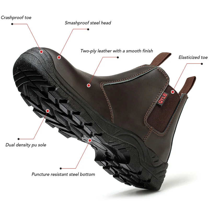 New Waterproof Work Boots Steel Toe Shoes Men Safety Shoes Anti Scald Welding Boots Puncture-Proof Industrial Shoes Protective