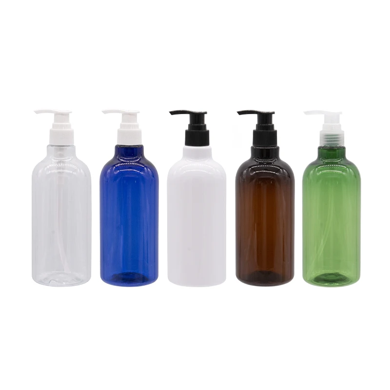 500ml X 14 Lotion Pump Cosmetic Bottle PET Container Family Amber Transparent Shampoo Liquid Soap Dispenser Refillable Bottles