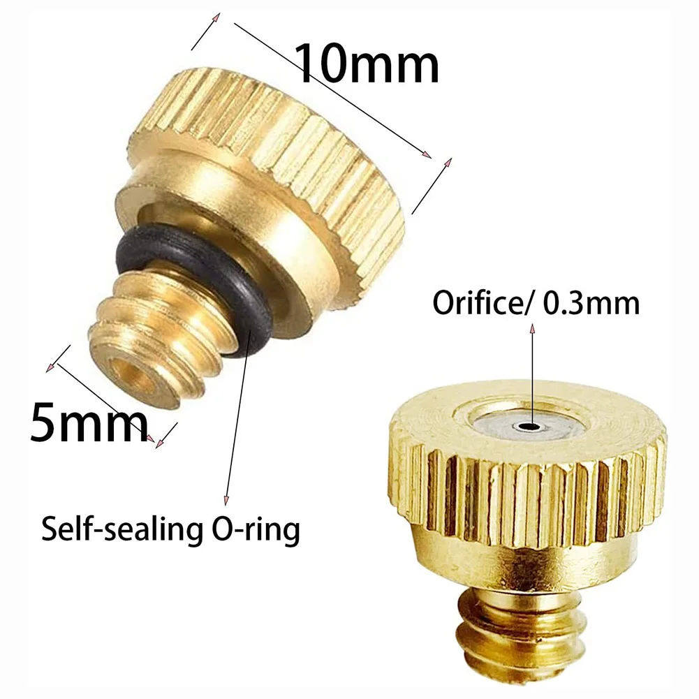 

Набор из 10 латунных распылителей для воды для эффективного охлаждения и орошения сада. Легко устанавливаются и снимаются.
