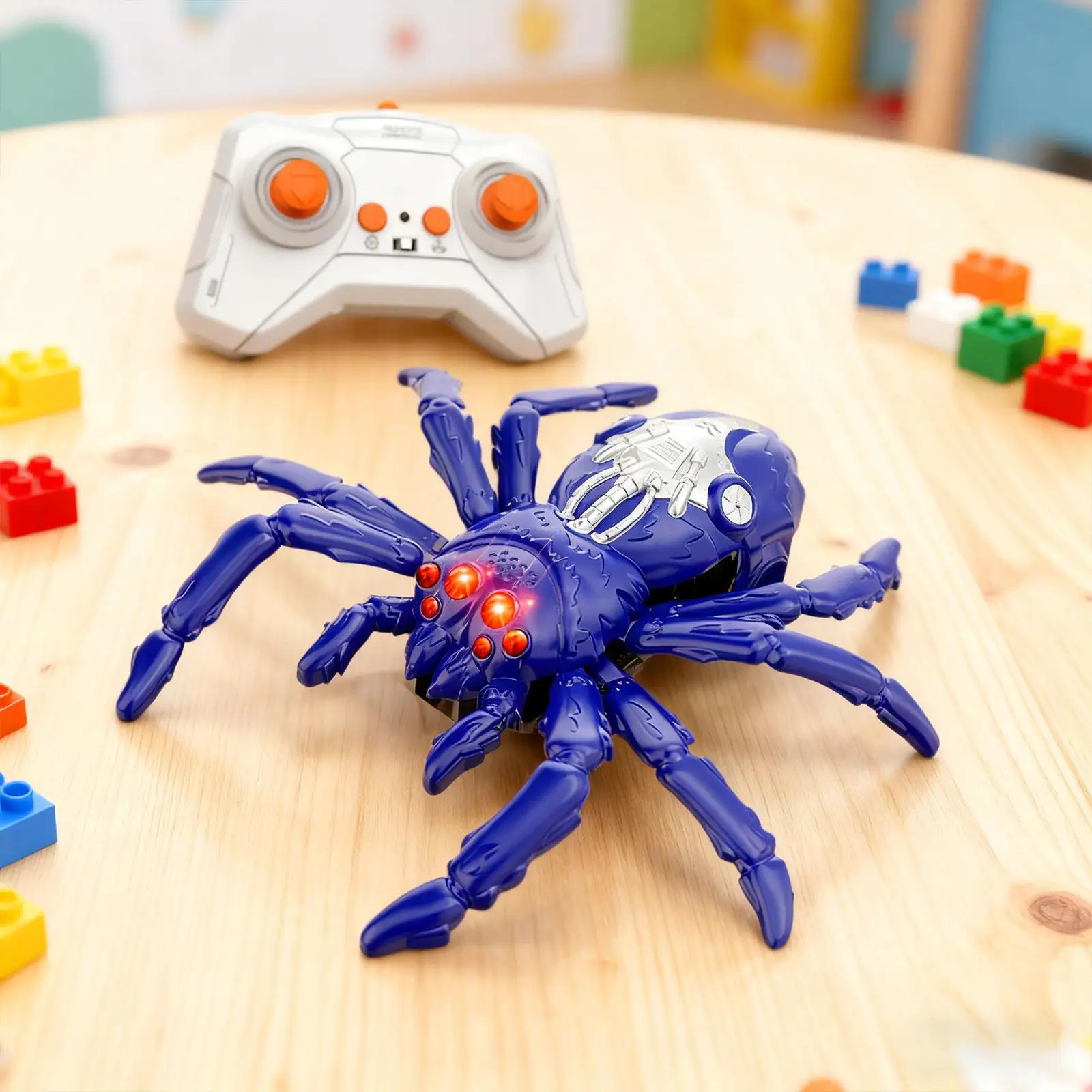 リアルなリモコンスパイダー電子玩具、這うプラスチック製、充電式LEDアイ、男の子と女の子のための楽しい誕生日プレゼント