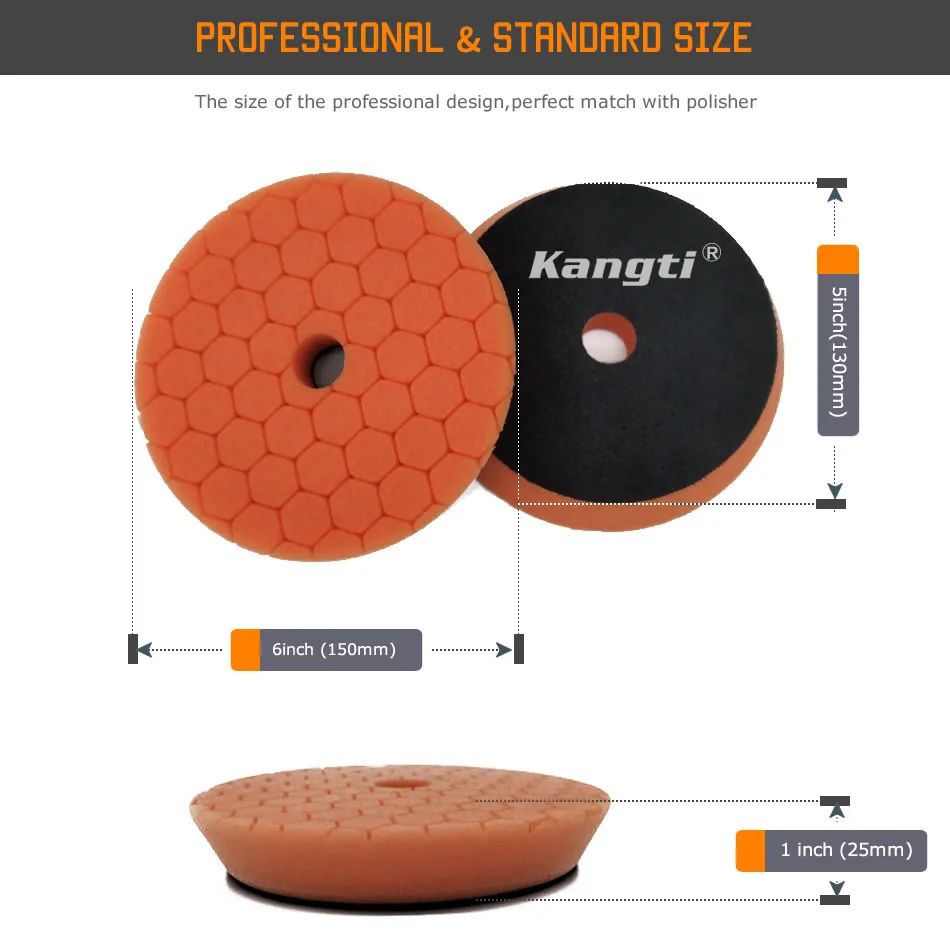 자동차 연마 패드, 독일 폼 버핑 패드, 전문 DA / RO 광택기, 스폰지 디스크, 3, 5, 6 인치