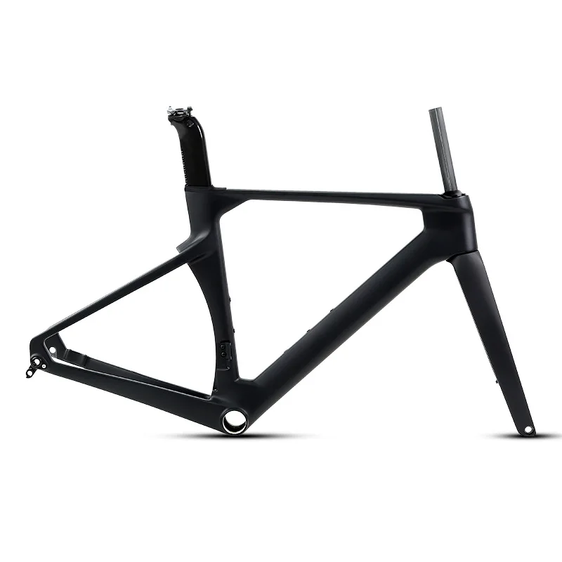 R10 Full Black Carbon Fiber Racing Bicycle Frame Thru Axle Disc Brake Wind Breaking With No Label For Road Riding