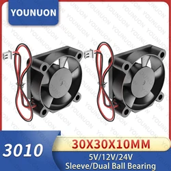 2 шт. YOUNUON двойной шарикоподшипник DC 24 в 12 В 5 в 3 см 30 мм 30x30x10 мм 3010 Бесщеточный мини-кулер охлаждающий вентилятор