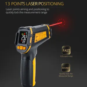 Dijital kızılötesi termometre, sıcaklık ölçer, lazer pirômetro temassız higrometre, go, nem, renkli, lcd, alarm ışığı, İlk 10 satış pirômetro-no. 10