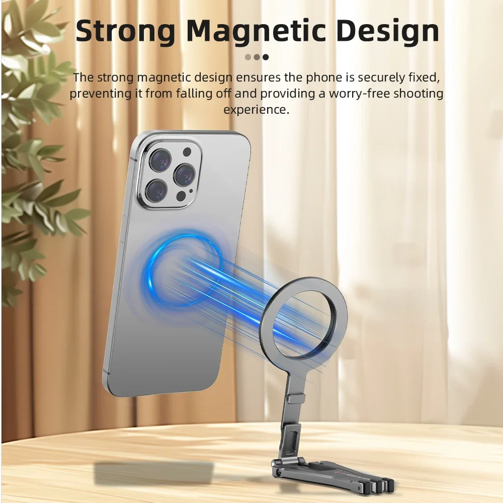 Flymile Magnetic Adapter Tripod for Magsafe iPhone16 15 14 Pro Max Phone Universal Aluminum Alloy Selfie Live Broadcast Bracket