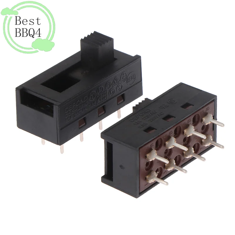 

(BBQ4) 2 шт. DSE-2310, 8-контактные заостренные штыри, 3 положения, 10А 250В, черный ползунковый переключатель, модуль переключателя для фена