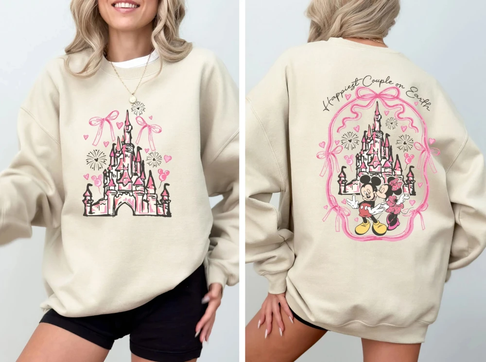 Sweat-shirts du couple les plus heureux sur la Terre, sweats du château Disney, sweats du château de la Saint-Valentin, sweats à capuche du château magique
