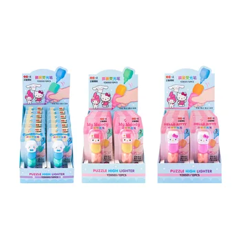 Sanrio 12pcs marker highlighter Kawaii Hello Kitty My Melody Monte highlighter Students use color markers to underline gift