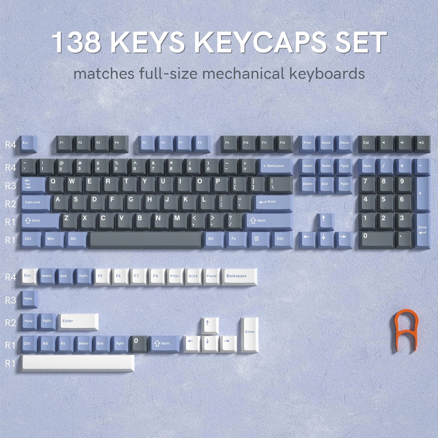 138 tuşları Retro gri mor PBT Keycaps çift atış kiraz profil kiraz MX anahtarları mekanik oyun klavye için anahtar kapaklar