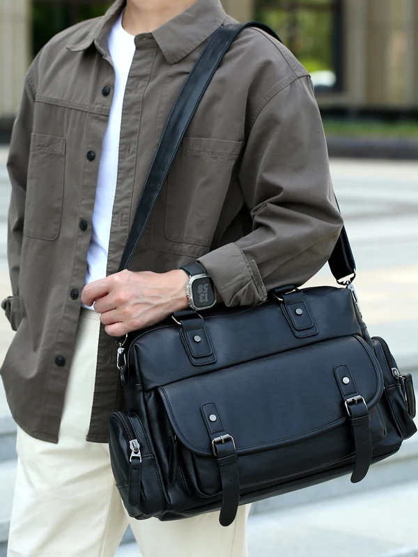 men's-large-capacity-business-travel-bag-fashionable-commuter-shoulder-bag-crossbody-bag-soft-handle-polyester
