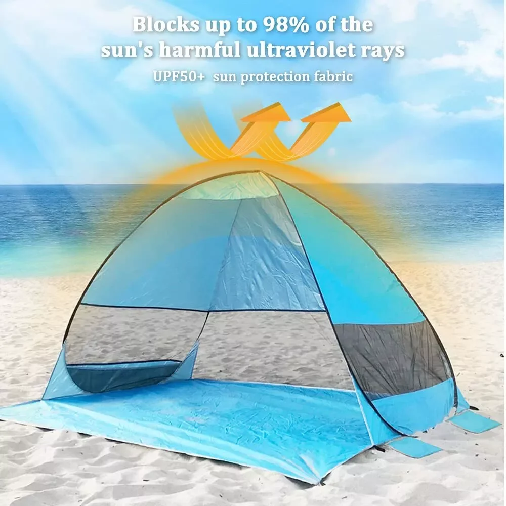 Pop-Up Strandtent Draagbare Zonnescherm Schuilplaats Buiten Camping Vissen Luifel Mesh