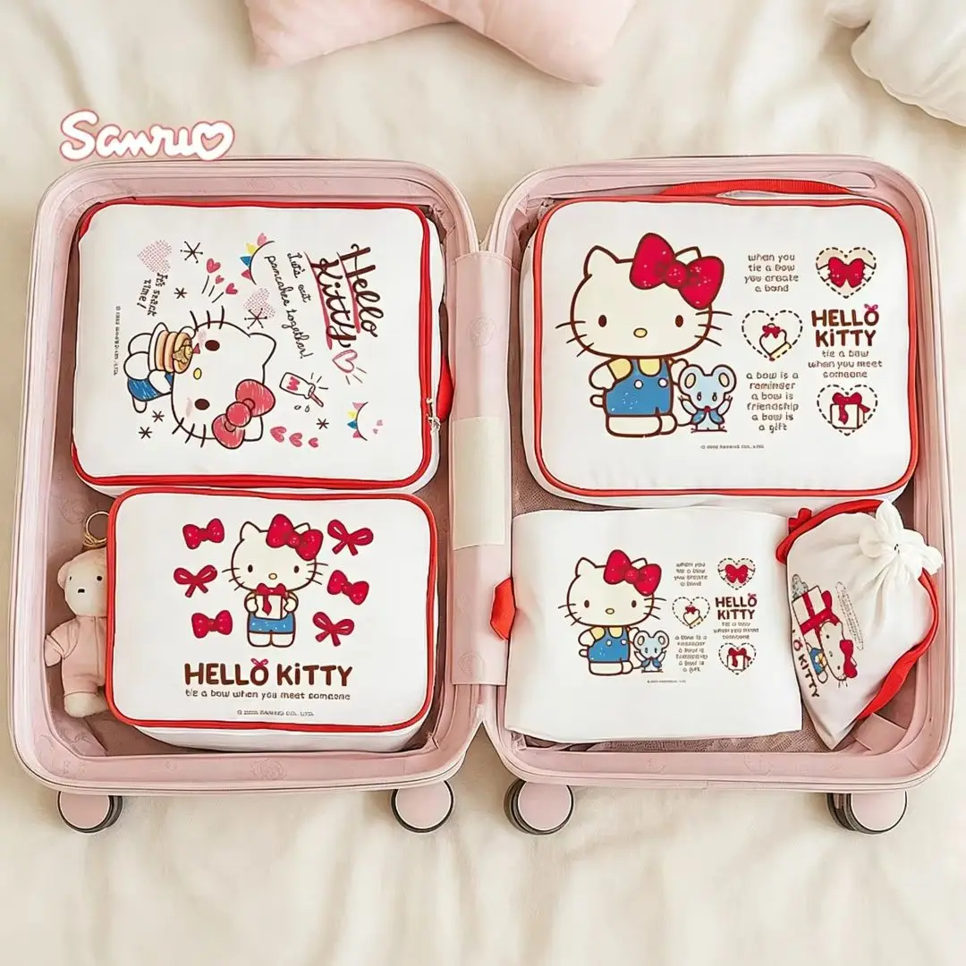 Hello Kitty Reise-Aufbewahrungstasche Gepäck-Kompressions-Kombinations-Klassifizierung Multifunktionale Reise-Staubschutz-Aufbewahrungstasche