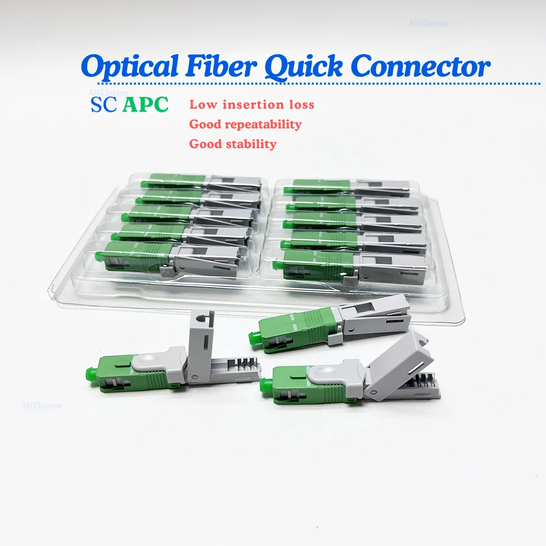 10/30pcs ESC250D FTTH SC APC Optical Fibe Quick Connector SC FTTH Fiber Optic Fast Connector SC Fiber Assembly Connector