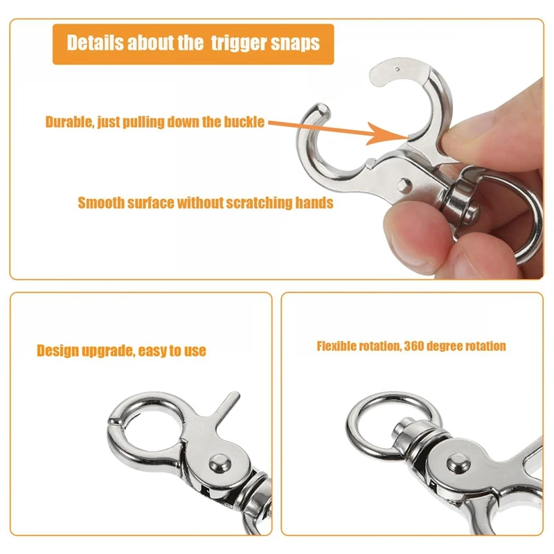 Heavy Duty Swivel Snap Hooks Metal Clasps Lanyard Clips Trigger Snaps For Pet Cage Key Chains