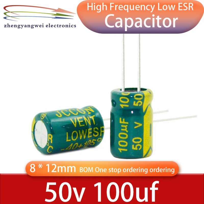 

50PCS 50v100uf 8x12 100UF 50V 105C ° high-frequency low resistance electrolytic capacitors