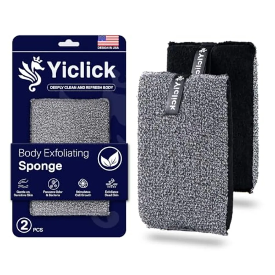 

Exfoliating Body Scrubber 2 Pack Body Exfoliator Scrubber Exfoliating Sponge for Shower Bath Shower Loofah Luffa Lufa with Hand