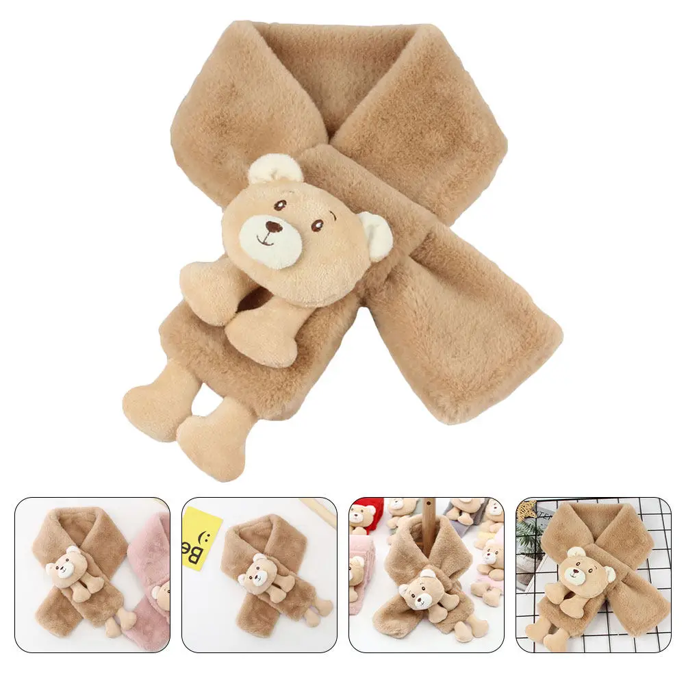 

1 шт. Детский шарф с милым мультяшным медведем, зимний теплый перекрестный шарф для детей, мягкий и удобный, для мальчиков и девочек, для катания на лыжах