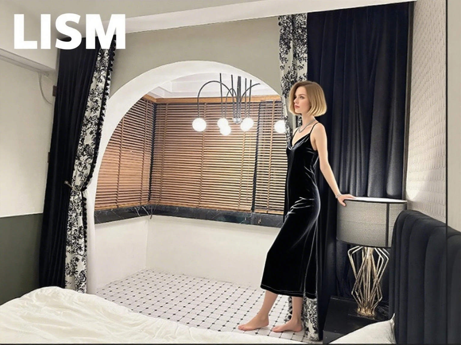 

Cashmere Cloth Black Jacquard Stitching Thickened Blackout Curtains for Living Room Bedroom Balcony French Window Customized
