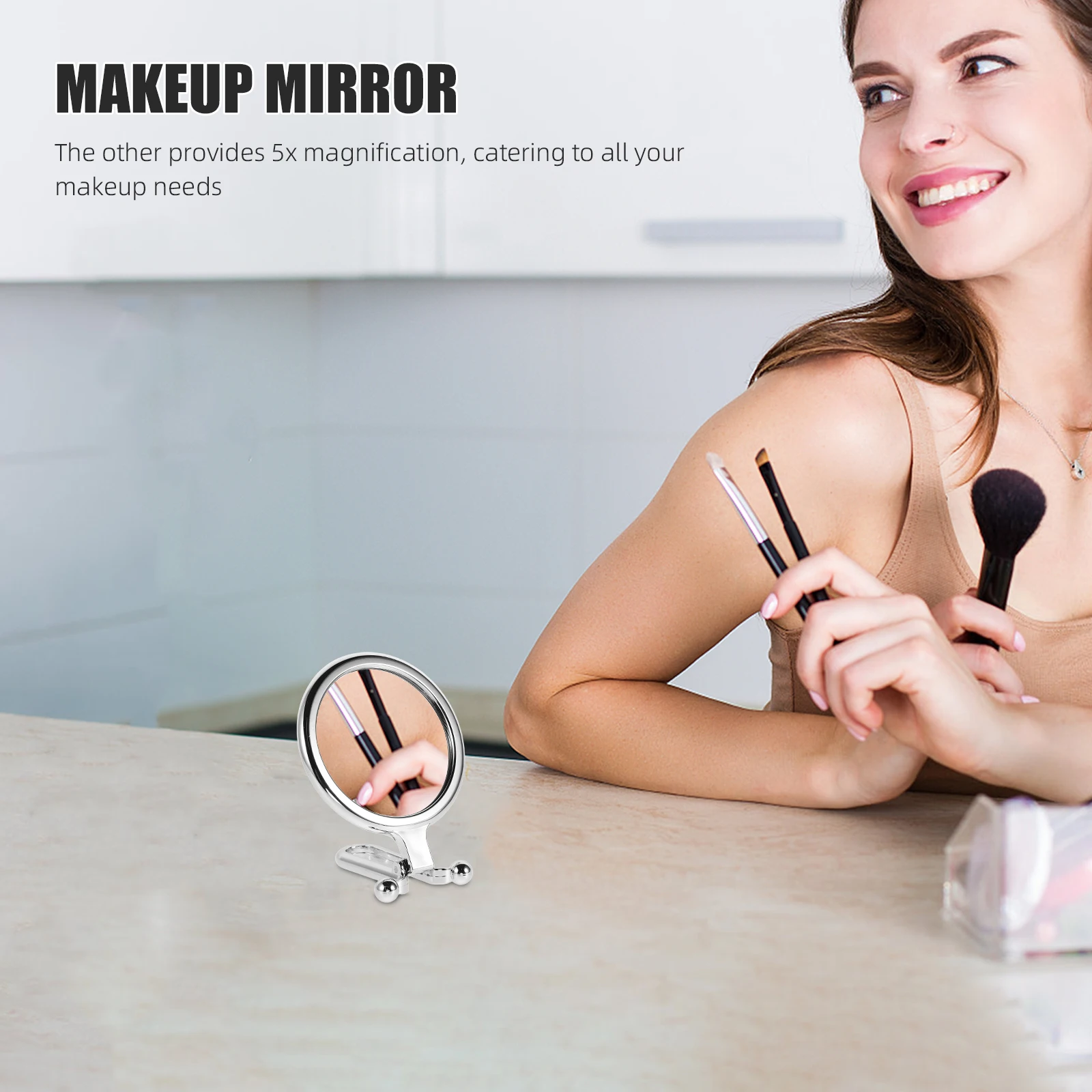 

Handheld Small Green Double Sided Foldable Magnifying Makeup Mirror Portable Compact Travel Makeup Shaving Mirror