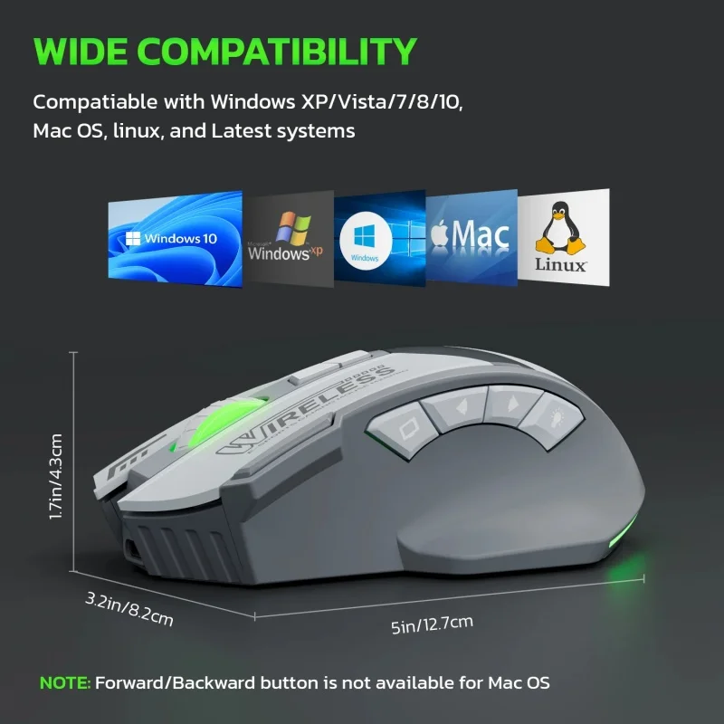 Dual Mode Mechanische Maus 5,1 + 2,4G Drahtlose Bluetooth Maus Tragbare Wiederaufladbare Maus 4800DPI Ergonomische Computer Gaming Maus – Detail 8