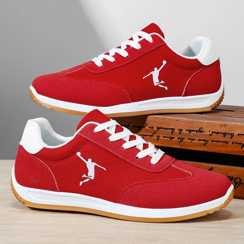 נעלי גברים נעלי אביב וסתיו אופנתיות דגמים חדשים חוצי גבולות לבן שחור אדום סניקרס סוליה רכה נושמת נעלי גברים נמוכות ורסטיליות נעלי קז'ואל