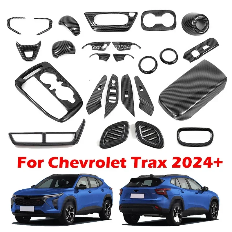 

For Chevrolet Trax 2024 ABS Carbon Interior Accessories Car head Air Condition Outlet Console Gear knob Window Lift Trim Panel