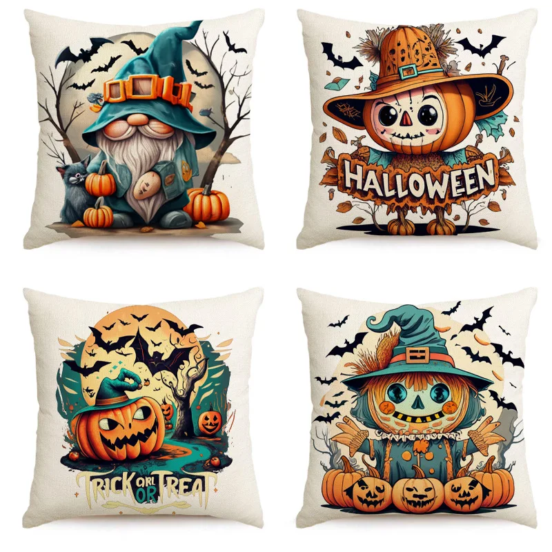 

Halloween Pillow Covers 45x45cm Set of 4 Farmhouse Indoor Decoration Halloween Pillow Throw Cases for Couch Outdoor