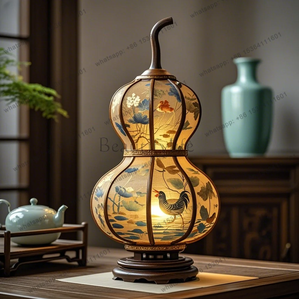 

New Chinese bedroom bedside medieval modern retro Zen wedding room living room study decoration