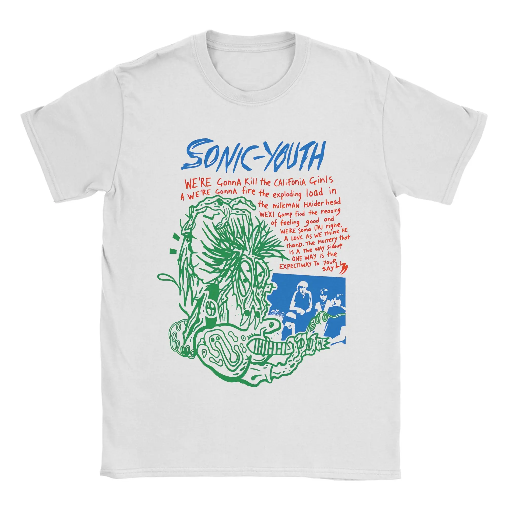 Men T-Shirts Sonic Youth  Pixies Band Casual Pure Cotton Tees Short Sleeve  T Shirt O Neck Tops Plus Size
