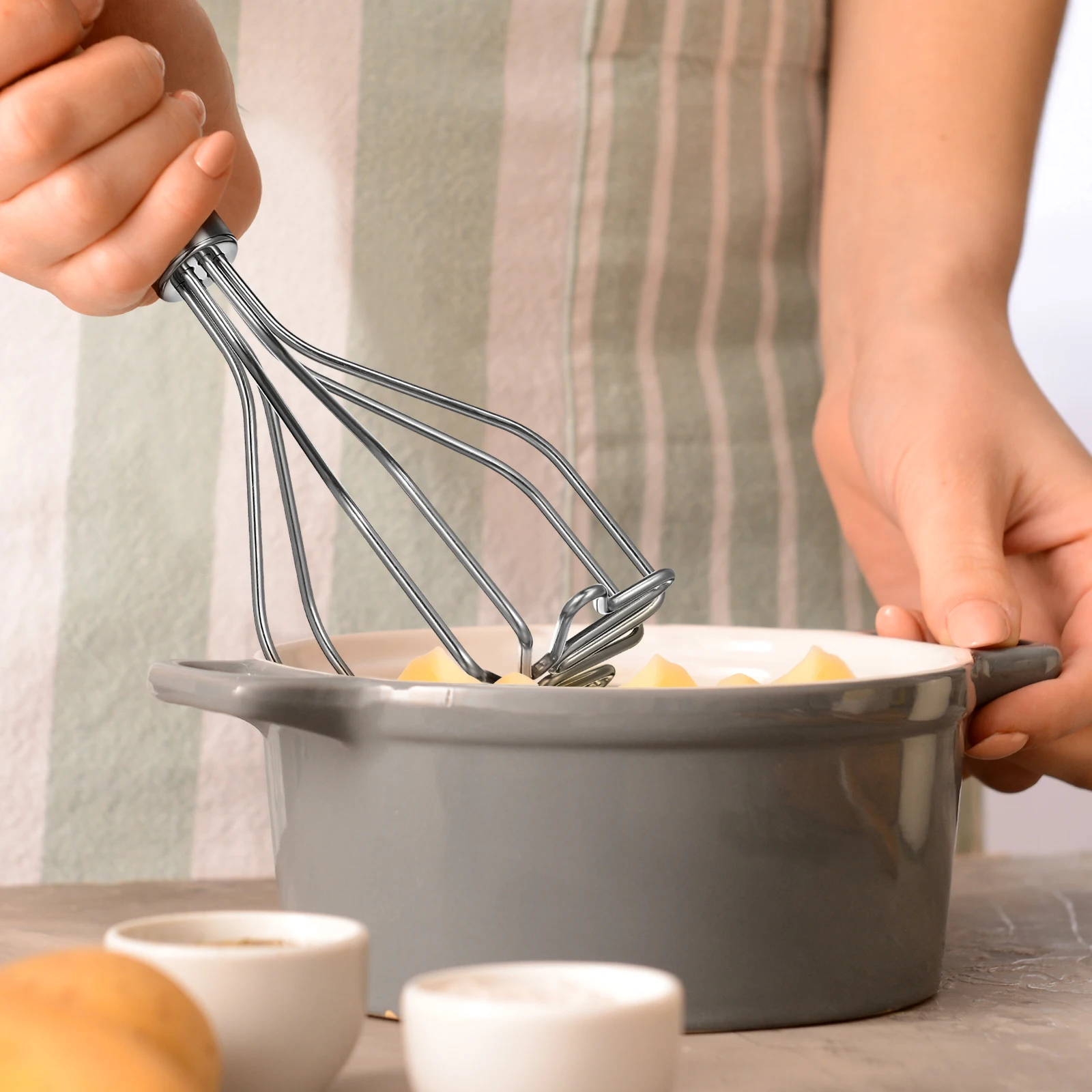 

Stainless Steel Potato Masher Long Handle Kitchen Tool for Mashed Potatoes Pumpkin Avocado Vegetable Crushing