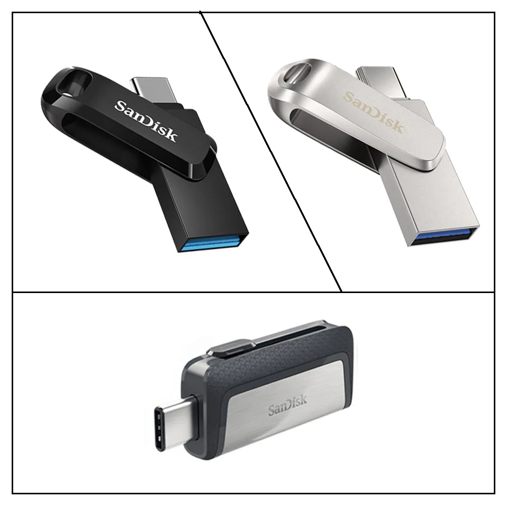 Unidad USB SanDisk Dual Drive Tipo-C de 64GB 128GB 256GB 512GB 1TB USB 3.2 Gen 1, Unidad Flash Metálica Tipo C OTG 2 en 1 para Teléfono