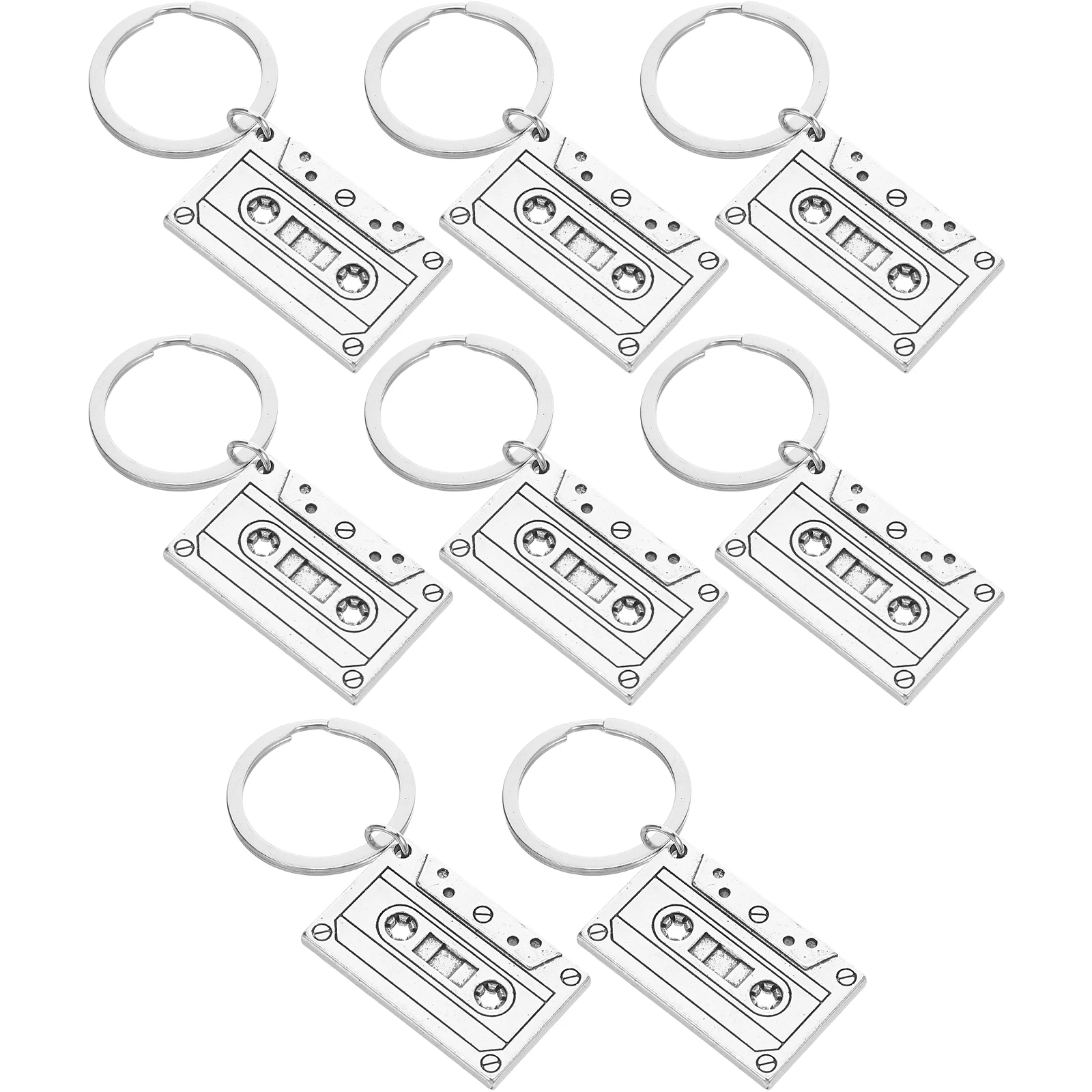 

8 Pcs Retro Tape Keychain Jewelry Tapes Choker Charm DIY Accessory Cassette Ring Necklace