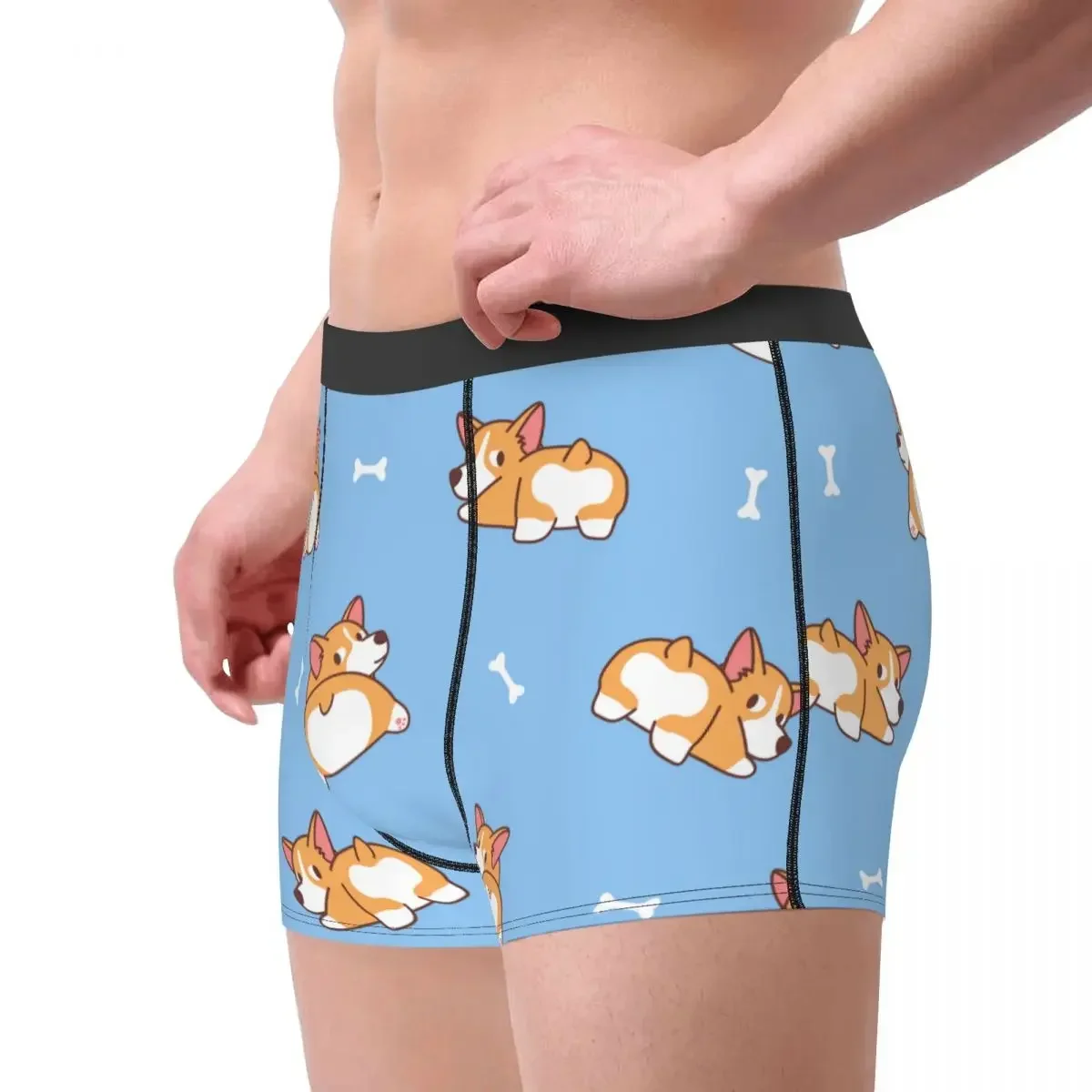 Hot Boxer Cute Welsh Corgi Dog Shorts Panties Briefs Men Underwear Animal Breathable Underpants for Male Plus Size