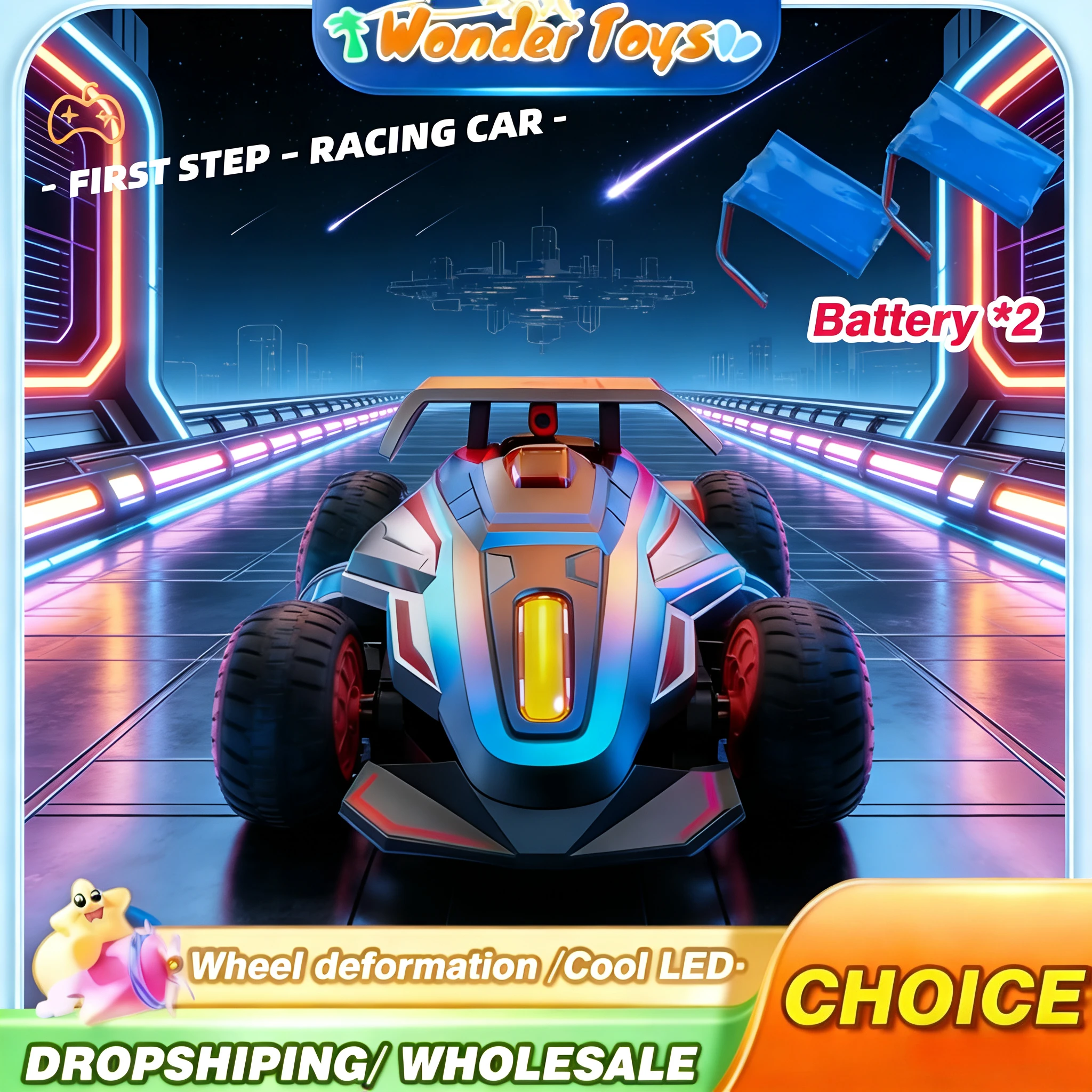 

Night Whirlwind Rc Stunt Car – 2.4G Drift Racing Buggy 360° Glow Flip Rolling Tires (Light & Music) Kids Boys Toy