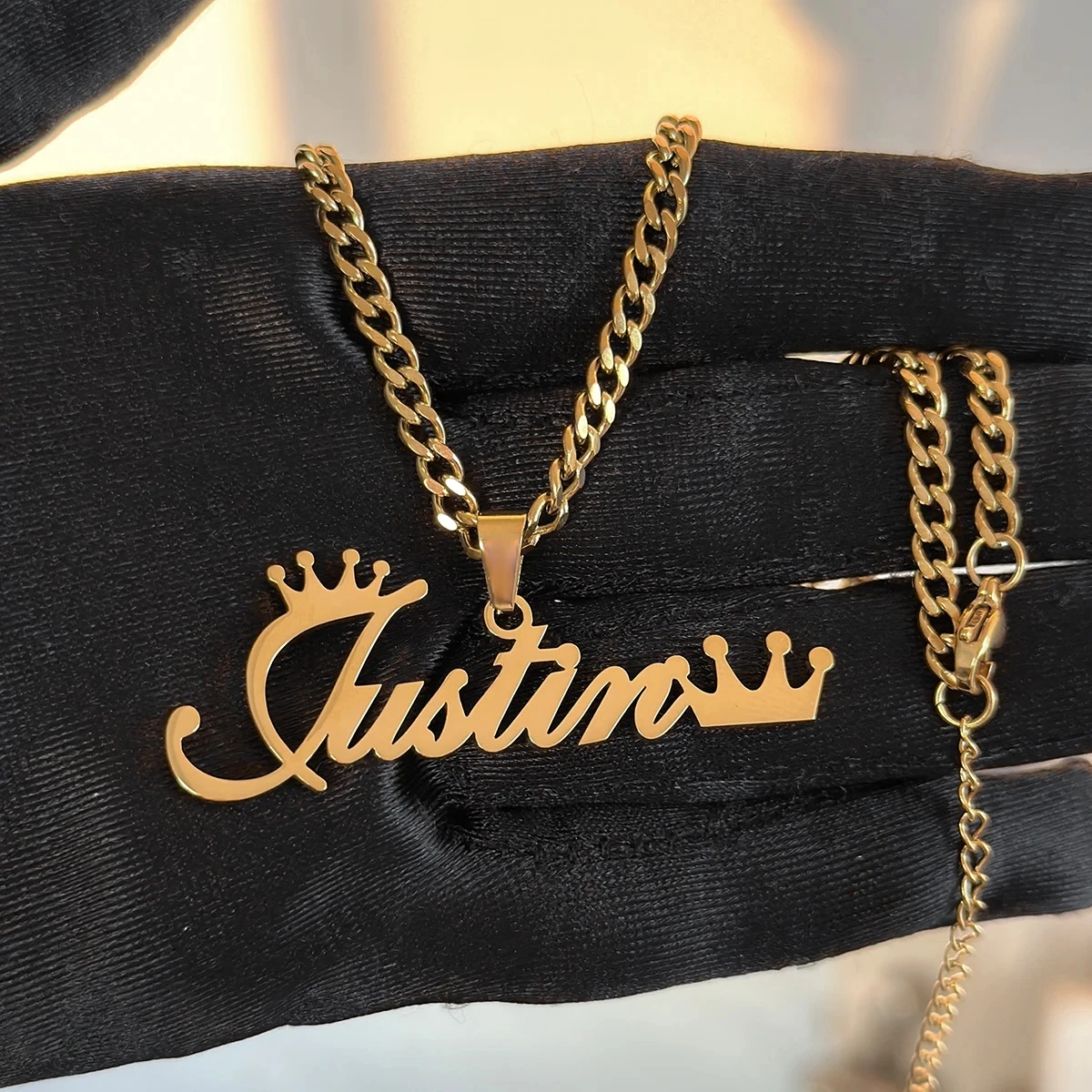 Set Perhiasan Punk Gelang Kalung Nama Kustom untuk Pria Wanita Pasangan Baja Tahan Karat Set Pribadi Hadiah Rantai Kuba 4Mm