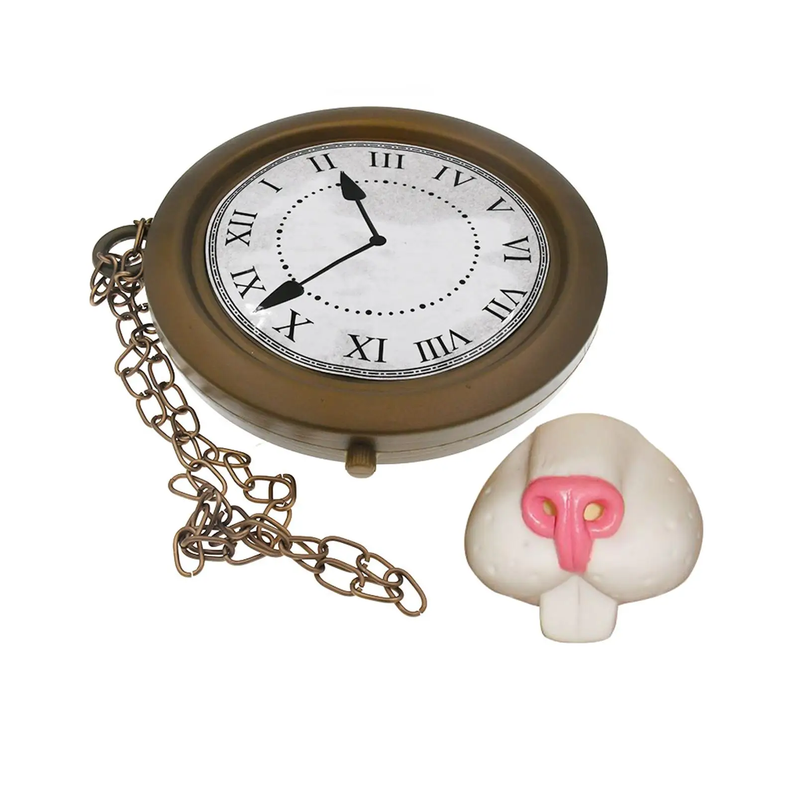 นาฬิกาพกแบบสร้อยคอ ชุดแฟนซี อุปกรณ์เสริมชุดฮาโลวีน อุปกรณ์ประกอบฉากจมูกกระต่าย สำหรับผู้หญิง ผู้ชาย งานพาเหรด ปาร์ตี้ธีมวันเดอร์แลนด์