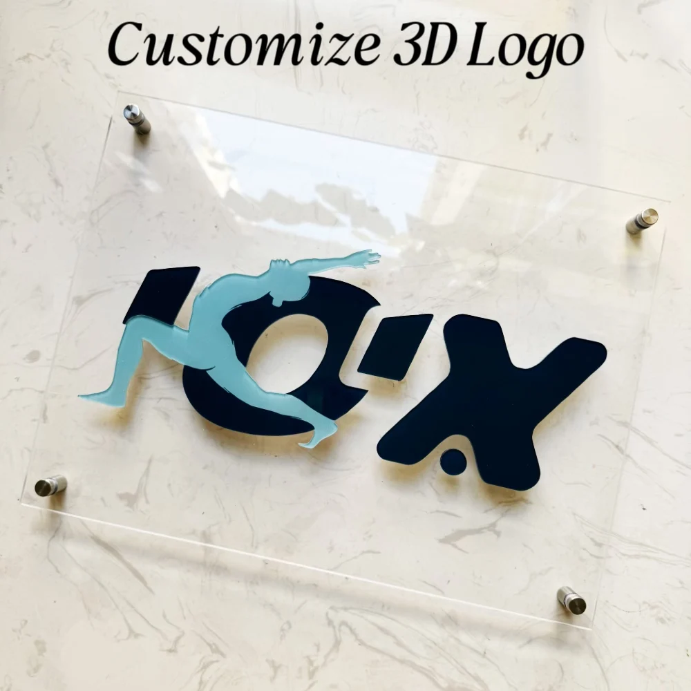 

Современная акриловая вывеска с индивидуальной красочной 3D-логотипом Icon Письмо Имя Адрес QR-код для компании Магазин Магазин Отель Салон