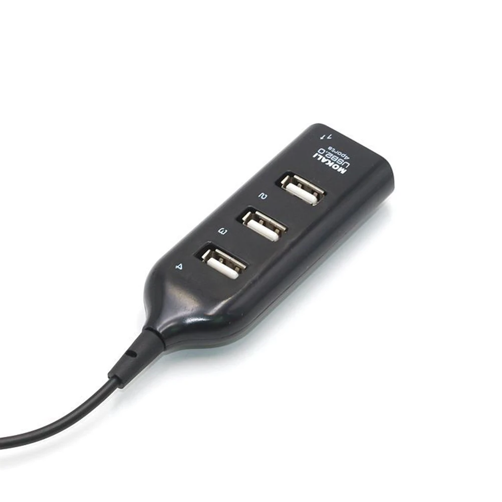 4 منافذ USB 2.0 Hub محمول لنقل البيانات، توسيع عالي السرعة لأجهزة الكمبيوتر المحمول والكمبيوتر اللوحي ومحول USB باللون الأسود #1