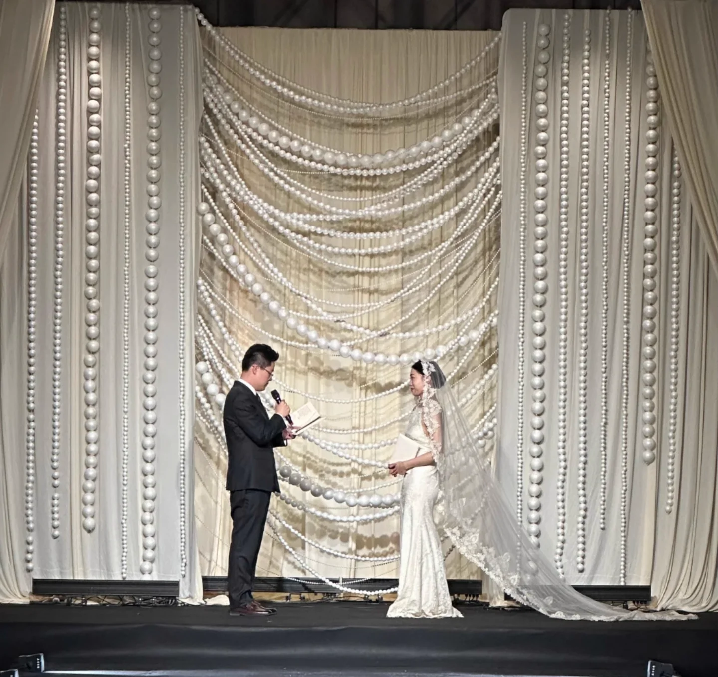 Wedding Birthday Decoration Pearl Beads String Foam Ball Curtain Background Photo Prop Welcome Area Wall Props for Grand Events