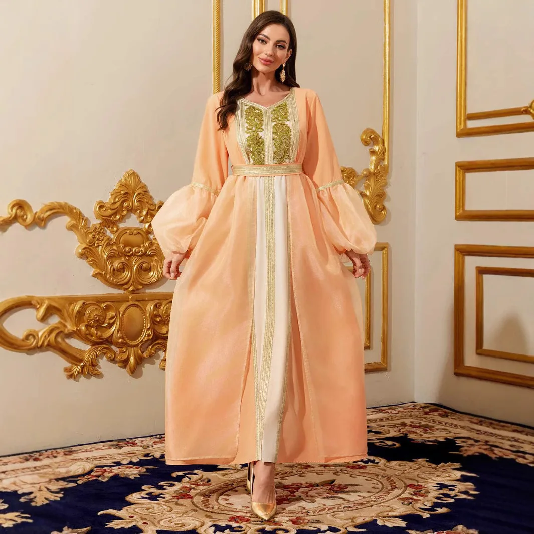 

Women's Dubai Solid Color Robe Dress Elegant Turkish Gown Cardigan Long Dress Robe Abaya Ramadan Dubai Luxury Islam Elegant